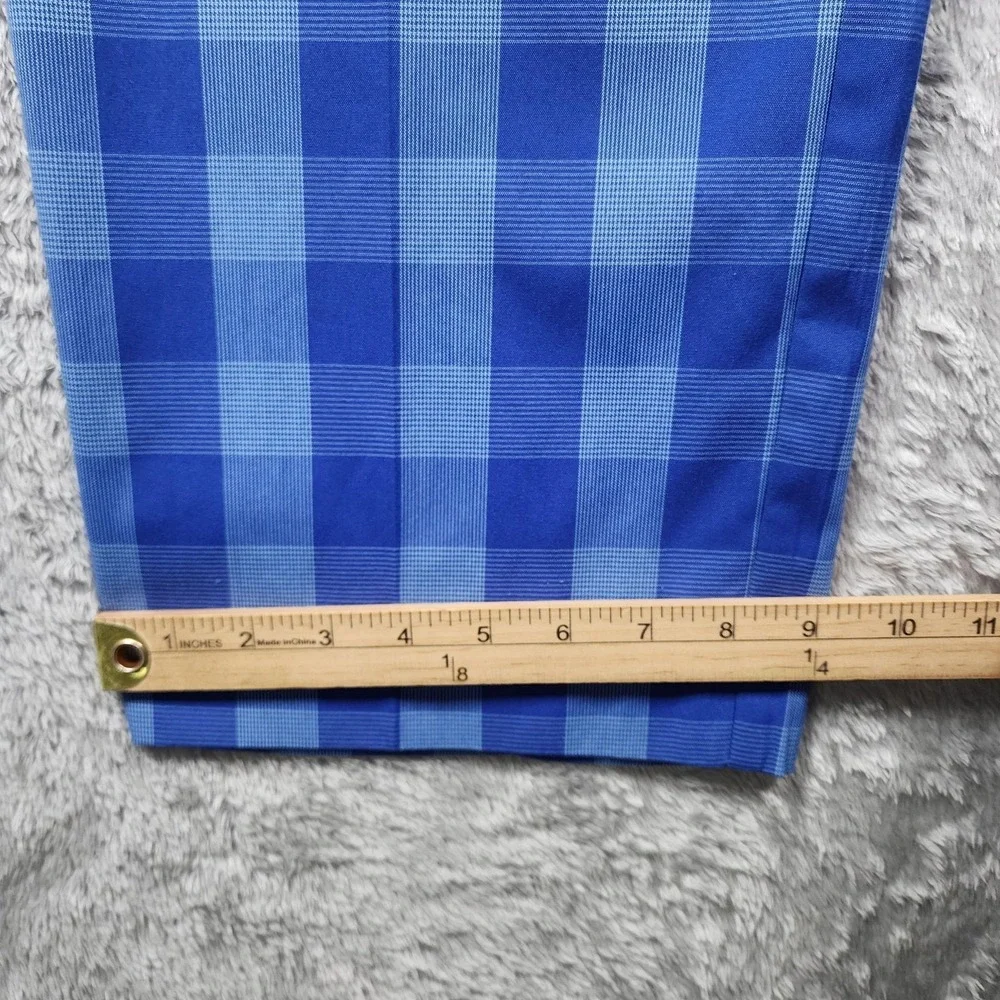 Adidas Golf Pants Mens 36x32 Blue Plaid Chino Microfiber Performance Caddyshack